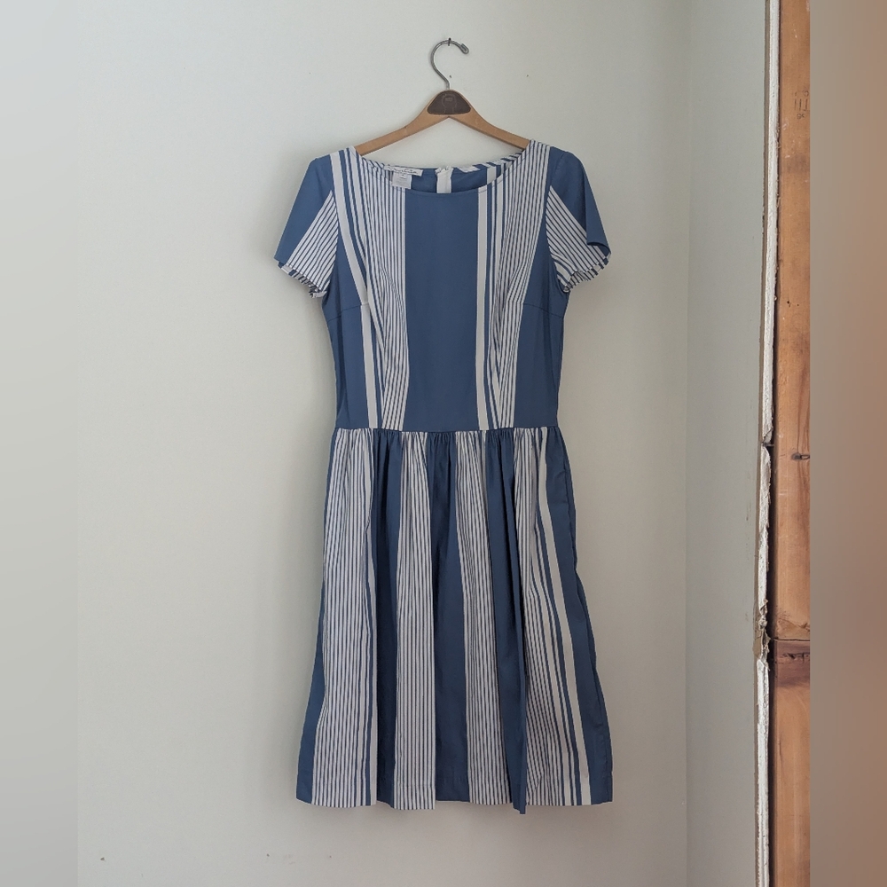 Oscar de la Renta blue and white striped Dress